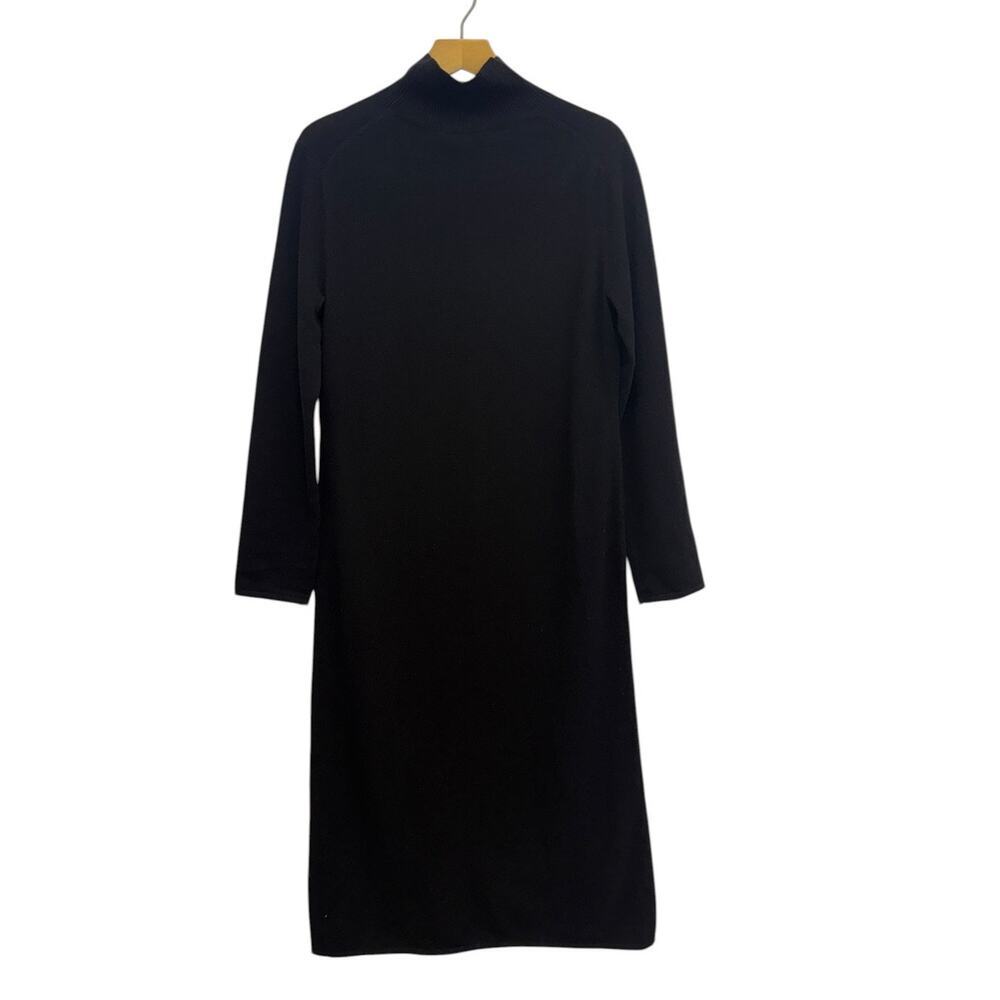 Everlane The Turtle Neck Midi Dress in Cashmere Black size M NWT - Picture 2 of 7